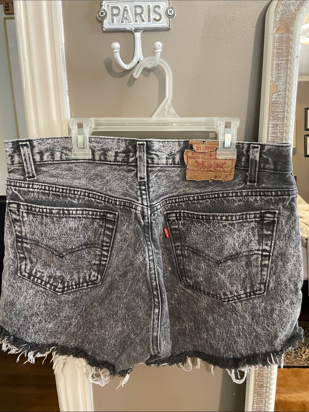 Levi's Acid Wash Vintage Grey Black Denim Cutoff Shorts